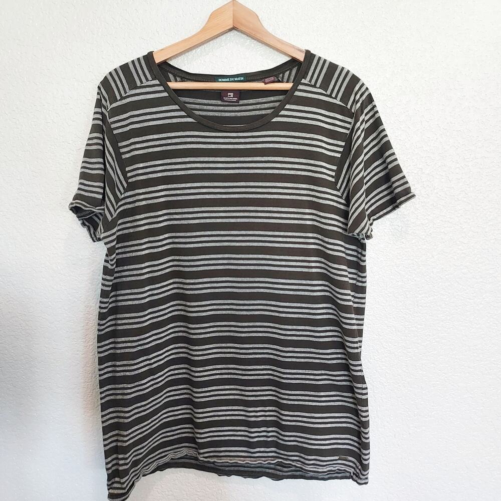 Scotch & Soda Brown Striped T-Shirt Size XL